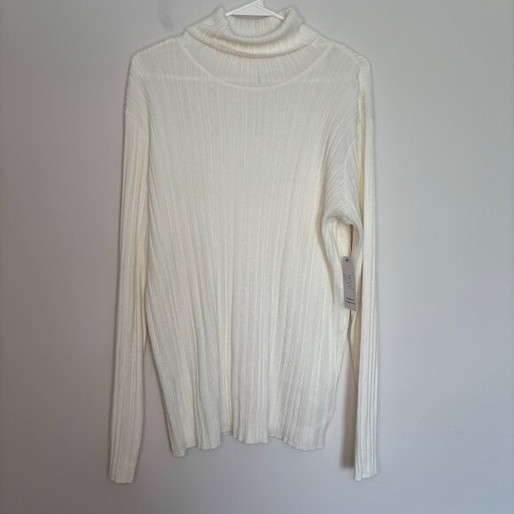 TIME AND TRU NEW Ribbed Turtleneck Womens XXL (20) White Long Sleeve - Picture 1 of 8